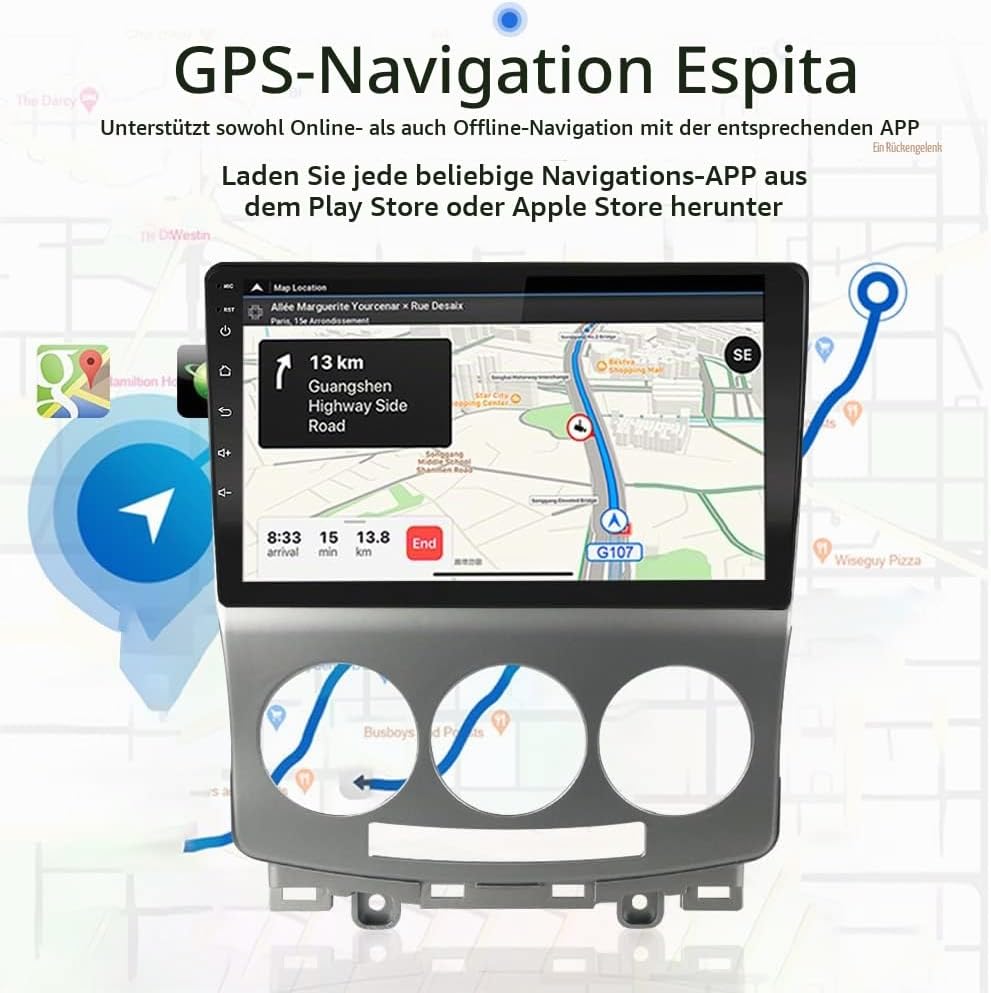 LEXXSON Carplay Radio Android Radio für Mazda 5 2005-2010 mit 9 Zoll kapazitivem Touchscreen SWC GPS