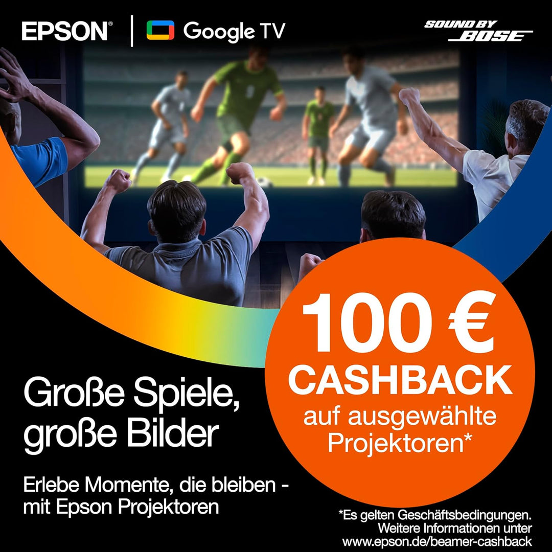 Epson Lifestudio Pop EF-62B Metallic-Schwarz, tragbarer Smart-Projektor, Sound by Bose, Google TV, 4