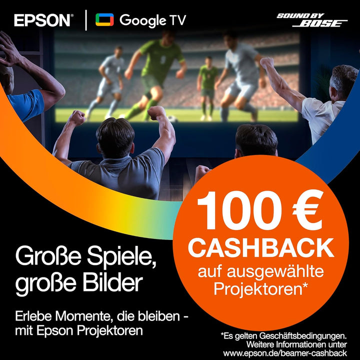 Epson Lifestudio Pop EF-62B Metallic-Schwarz, tragbarer Smart-Projektor, Sound by Bose, Google TV, 4
