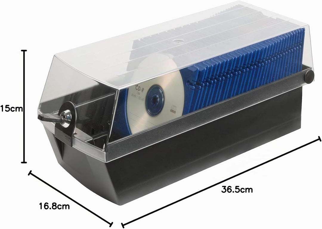 HAN 9260-13, CD-Box MÄX 60, Profibox für 60 CD/DVDs, Sicher mit Schloss und 2 MÄX Trays, schwarz Sch