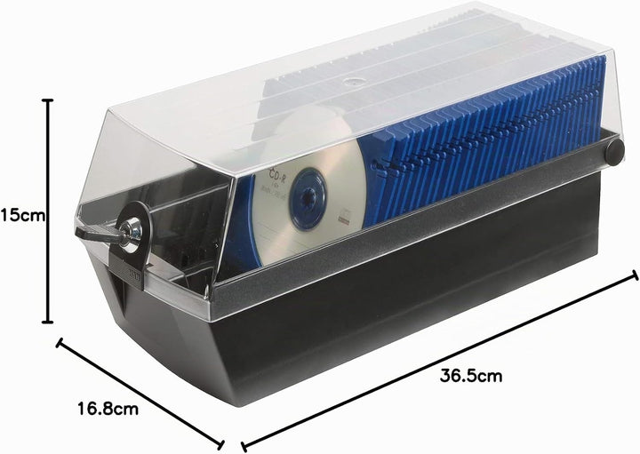 HAN 9260-13, CD-Box MÄX 60, Profibox für 60 CD/DVDs, Sicher mit Schloss und 2 MÄX Trays, schwarz Sch