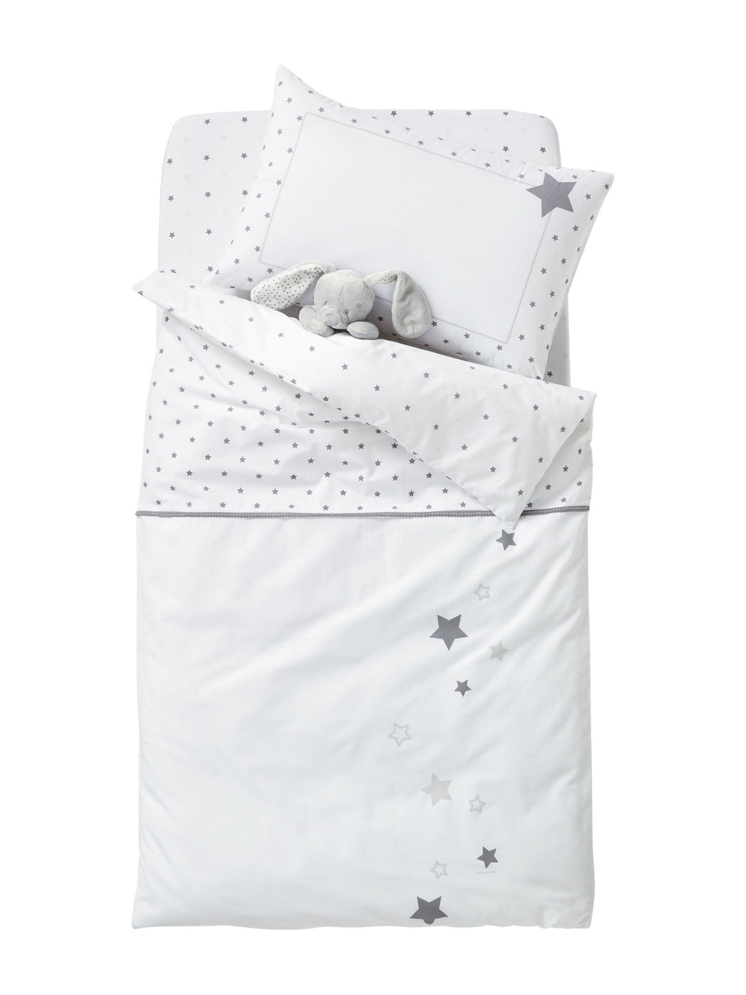 Vertbaudet Baby-Bettbezug Sternenregen weiss/grau 100X120 100X120 Weiss/Grau, 100X120 Weiss/Grau