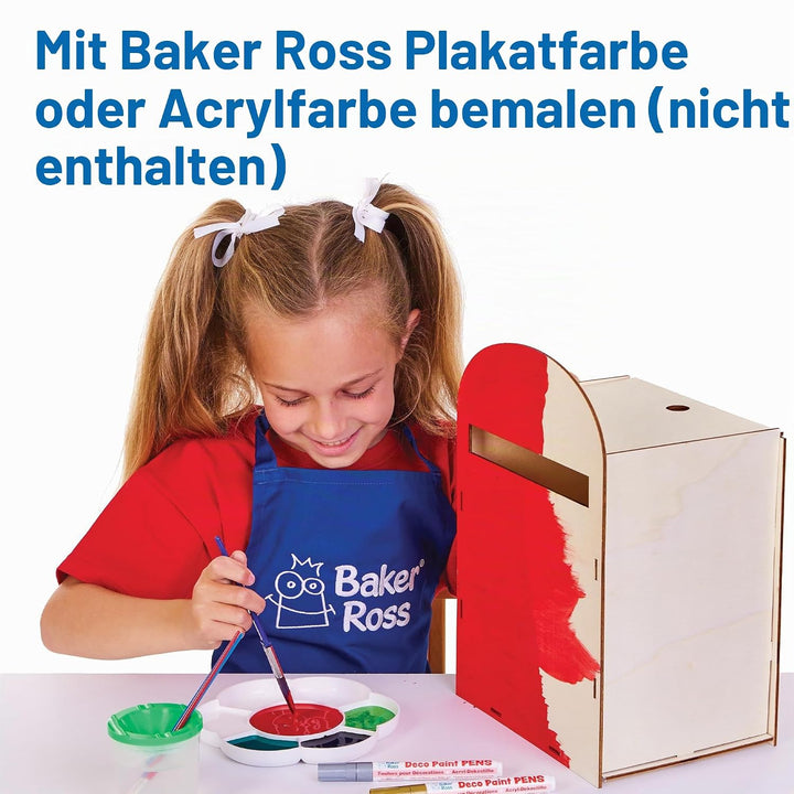 Baker Ross FX846 Briefkasten-Set - 1 Set, Holzbastelsets zum Bemalen und Dekorieren für Kinder, Mitt