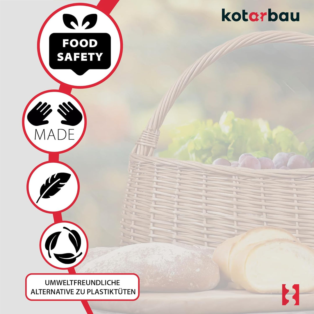 KOTARBAU® Weidenkorb Picknickkorb geflochten 450 x 280 mm Korb aus Weide Braun gross Einkaufskorb ge