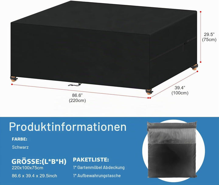 VANSHEIM Abdeckung für Gartenmöbel wasserdichte Schutzhülle Gartenmöbel | Abdeckplane für Gartentisc
