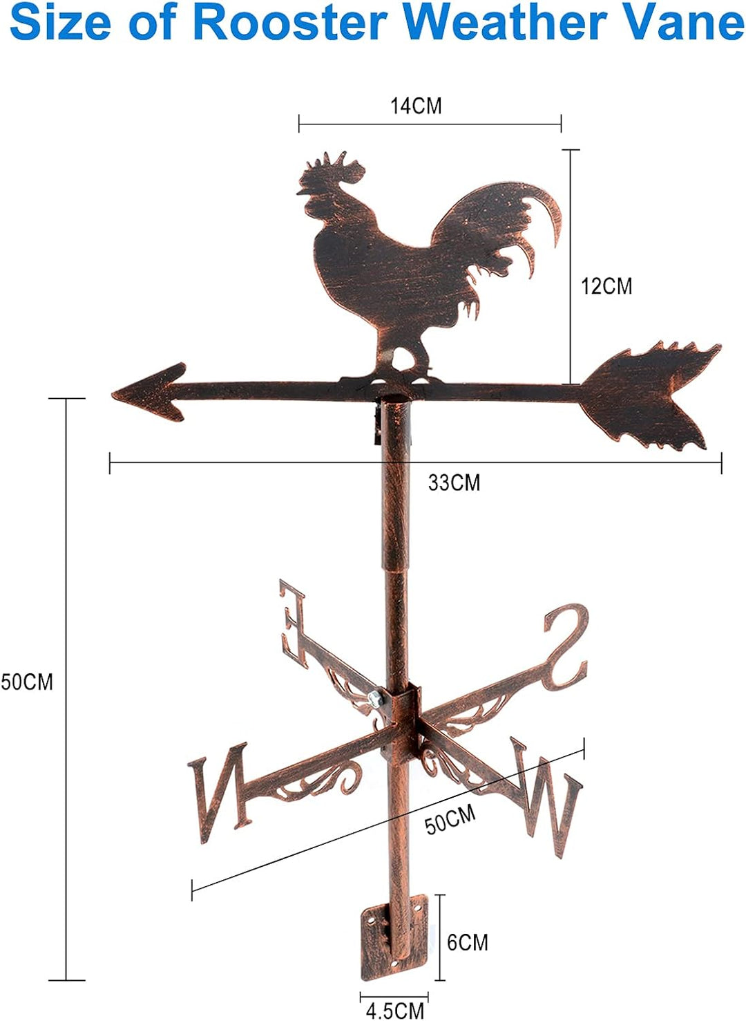 Dyna-Living Wetterhahn Windfahne Weather Cock Wetterfahnen Weather Vane Metall Cockerel Weathervane