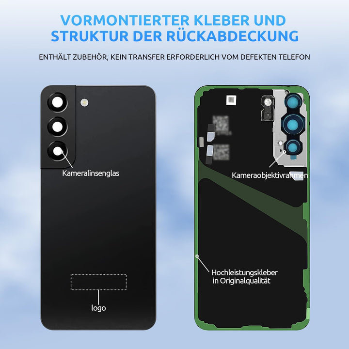 Eonpam Akkudeckel für Samsung Galaxy S22+ Plus 5G S906 Rückseite Glas Original Backcover Back Glas E