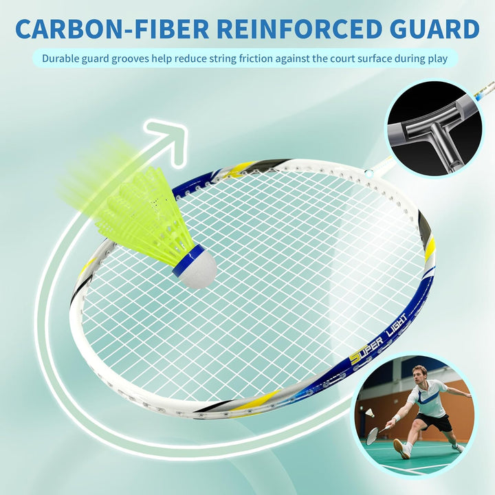 Senston Graphit Badminton Set Carbon Profi Badmintonschläger Leichtgewicht Badminton Schläger Federb