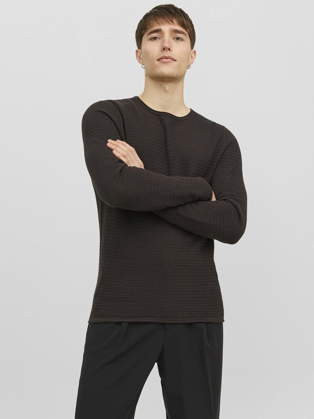 JACK &amp; JONES Male Strickpullover Einfarbig Strickpullover M Chocolate Torte, M Chocolate Torte