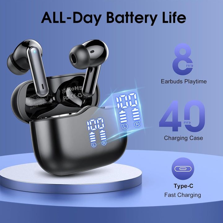 Bluetooth Kopfhörer, In Ear Kopfhörer Kabellos Bluetooth 5.4 mit 4 ENC Noise Cancelling Mics, 2025 K