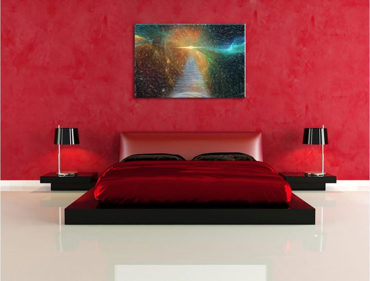 Pixxprint Kosmische Treppe in die Galaxis als Leinwandbild/Grösse: 100x70 / Wandbild/Kunstdruck/fert