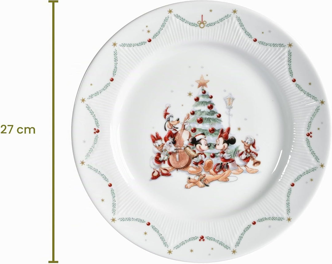 Micky Maus &amp; Freunde Flacher Teller Disney, 4er-Set, 27 cm, Porzellan, Spülmaschinenfest, Weihnachte