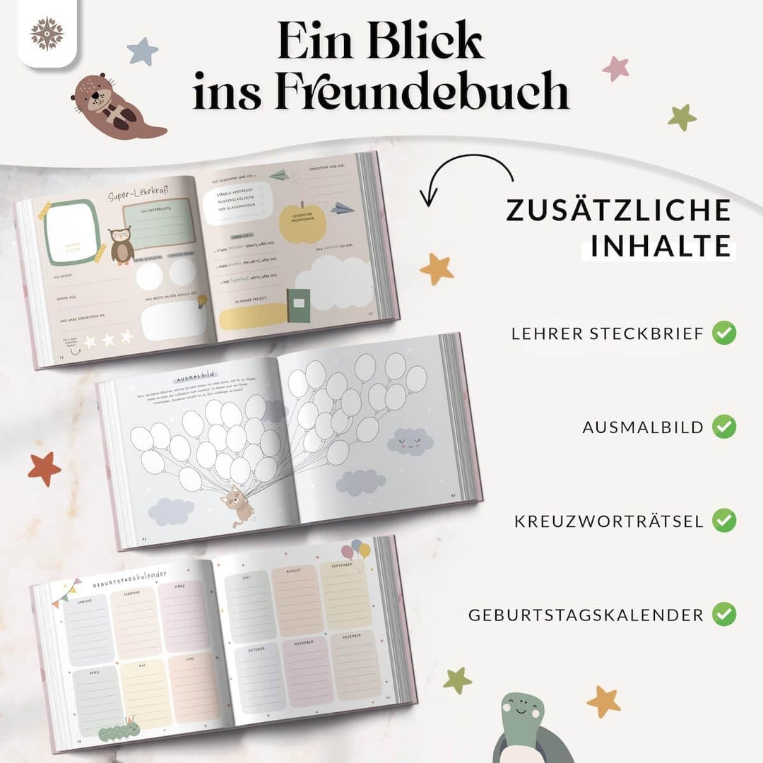 LEBENSKOMPASS Freundebuch Schule Mädchen ZAUBER - Einschulung und Schulanfang Geschenk - Freundebuch