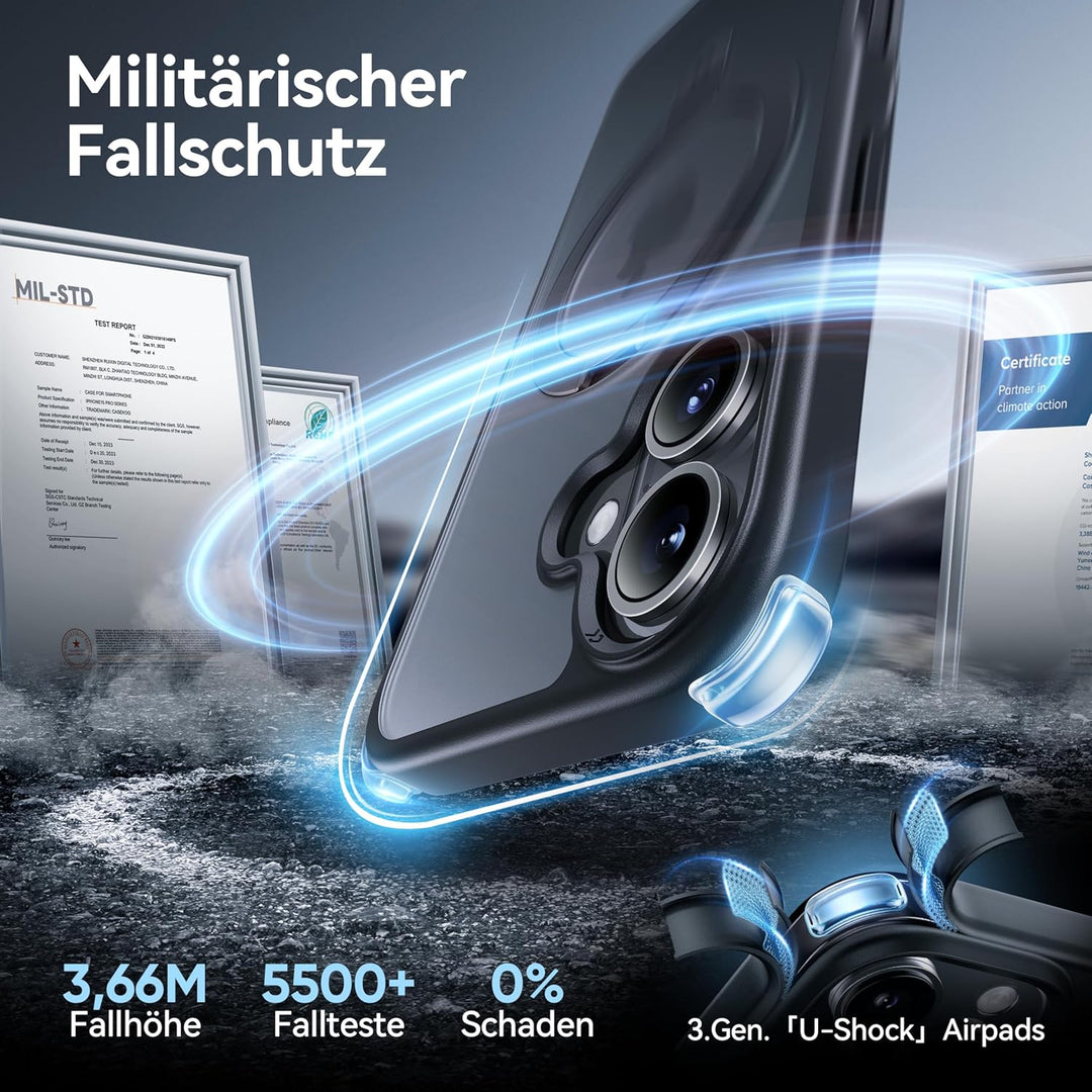 CASEKOO MagicStand Speziell für iPhone 16 Hülle mit MagSafe [Unsichtbarer Ständer] [Militärschutz] [