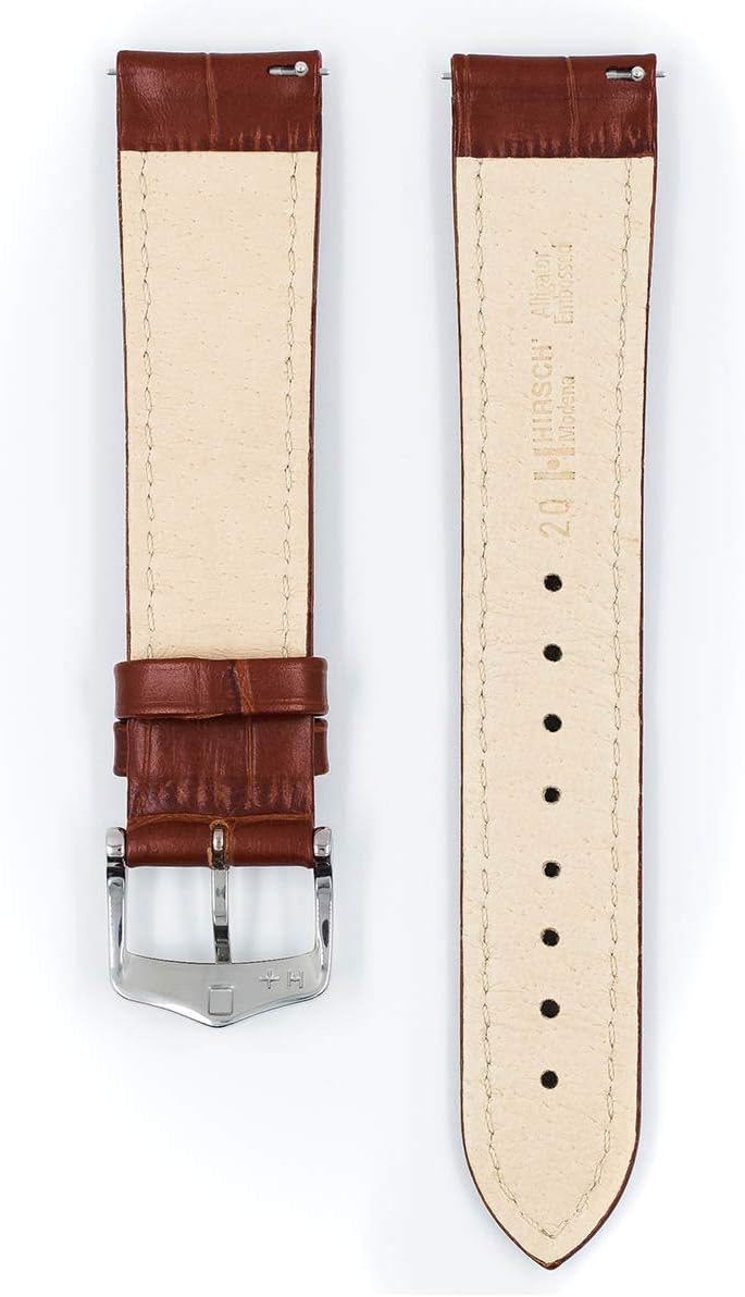 HIRSCH Unisex Uhrenarmband Alligator Style Modell Modena Grösse Uhr 24 mm/Schliesse 22 mm, Farbe Gol