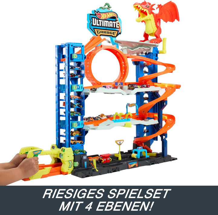 Hot Wheels Let's Race Netflix - Ultimative Garage - Mehrere Ebenen Parkgarage, 3ft hoch, mit 2 Die-C