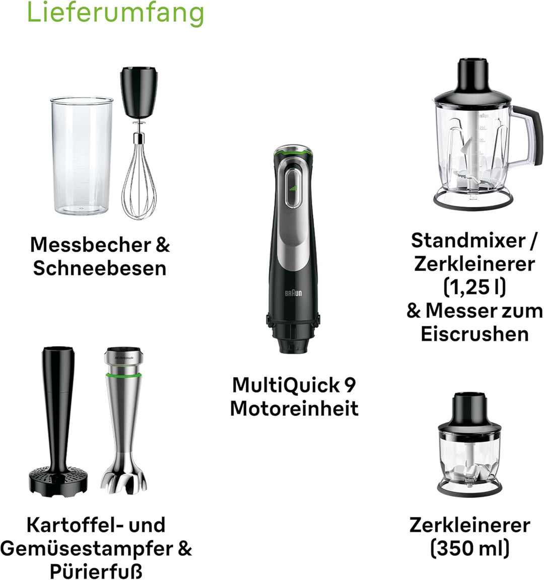 Braun Household MultiQuick 9 MQ 9147 X Stabmixer – Pürierstab mit Active PowerDrive Technologie und