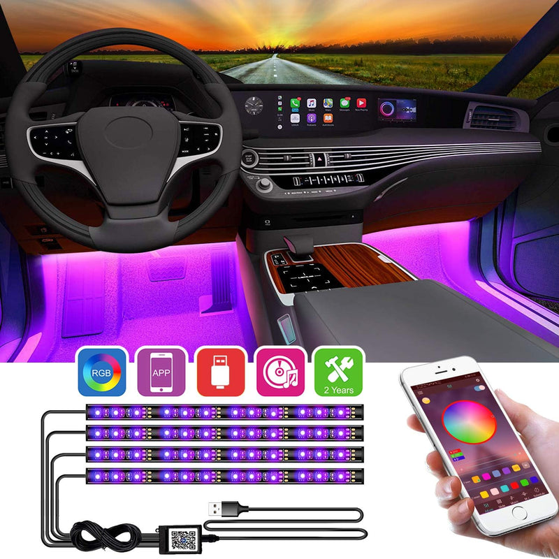 LED Innenbeleuchtung Auto,4pcs 48LED Atmosphäre Licht Auto RGB Strips wasserdichte Innenraumbeleucht