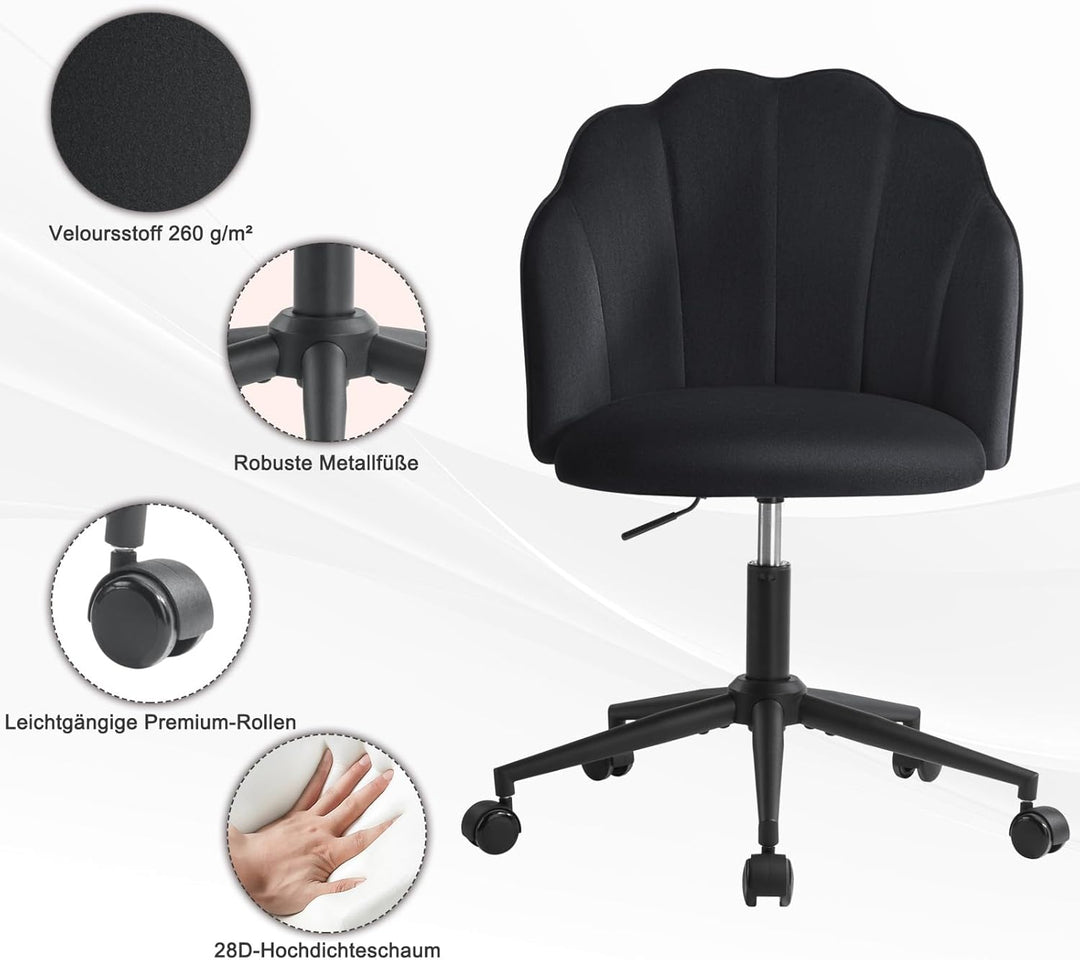 Stuhl für Schminktisch, Drehstuhl mit Rollen aus Samt, Schlafzimmer Stuhl, Schminktisch Sessel Drehb
