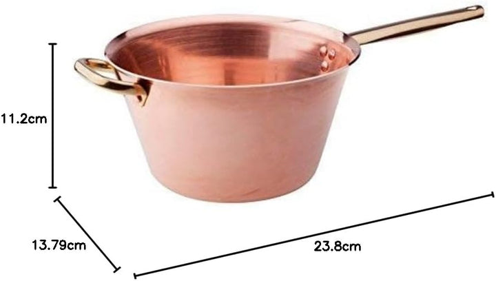 Pentole Agnelli ALCU16518 Glatter Kupferkessel für Polenta ohne Verzinnen mit Rohrrohr und Messinggr