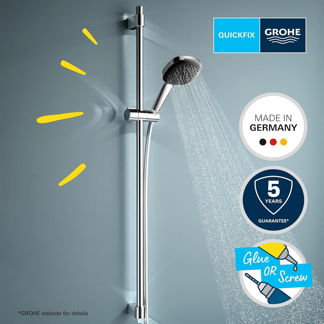 GROHE Vitalio 110, Duschset wassersparend, 8l pro Min (Duschstangenset mit: Duschkopf 3 Strahlarten,