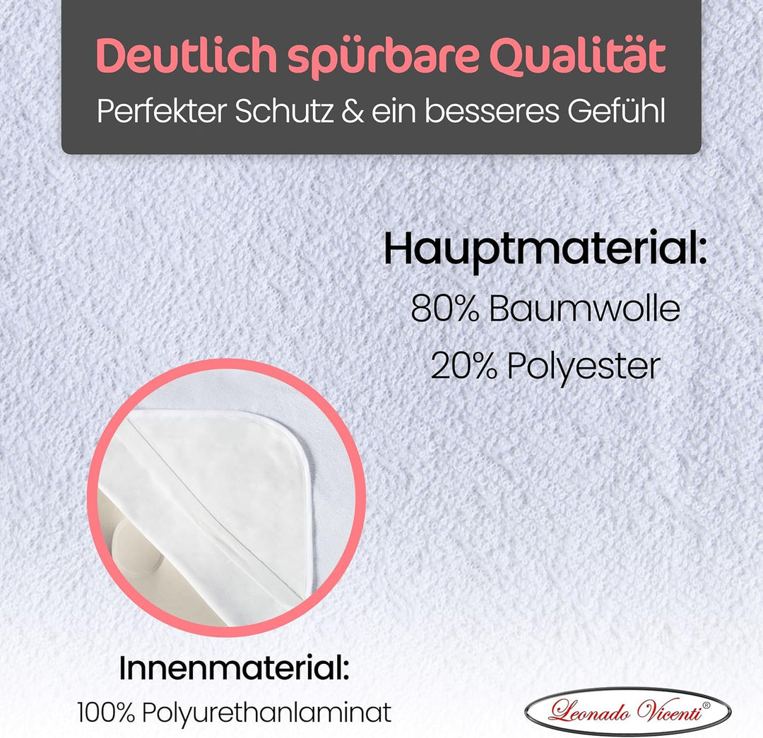 Leonado Vicenti Wasserdichter Matratzenschoner 160 x 200 cm, Atmungsaktive Matratzenauflage, Matratz