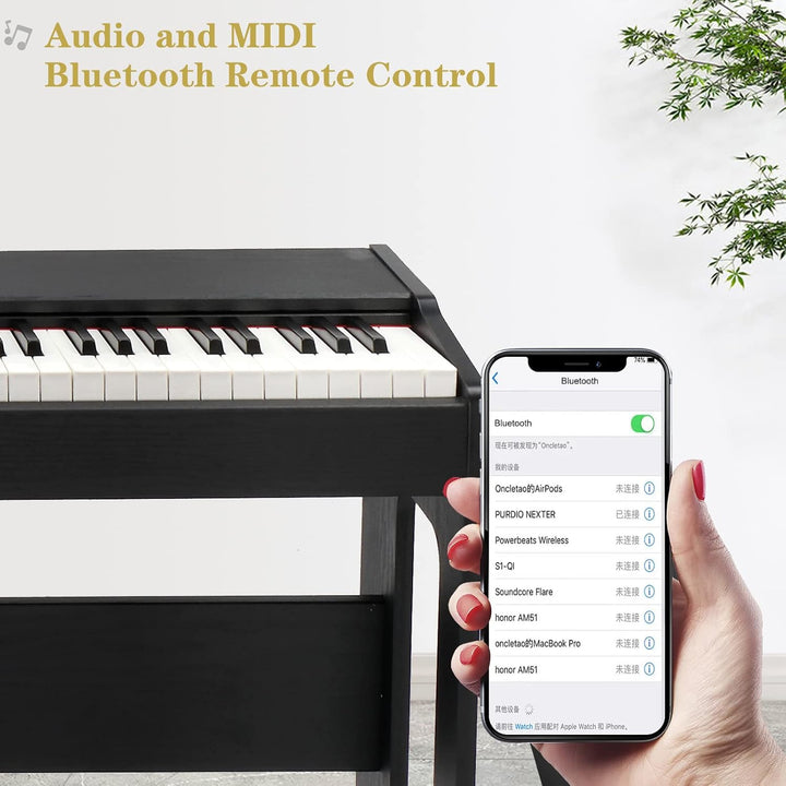 LEADZM 88 Tasten Digital Piano, Voll Gewichtete Tastatur, E-Piano mit MIDI-USB, Audio Bluetooth und