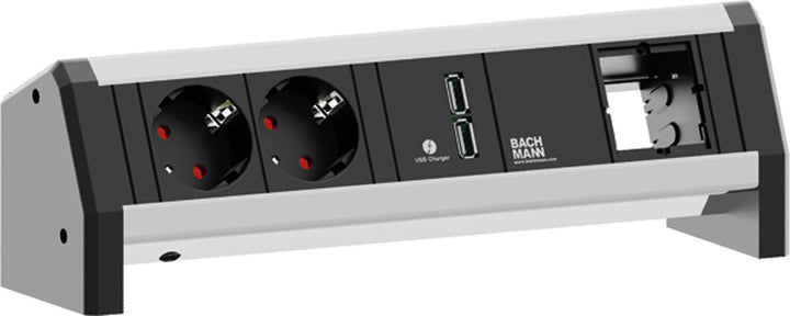 Bachmann 902.0182 Steckdosenleiste ohne Schalter Schwarz, Aluminium Schutzkontakt