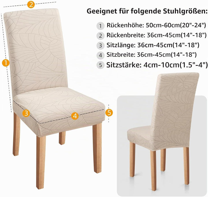 YISUN Stuhlhussen 6er Set Universal Stuhlhusse Stretch Jacquard Blätter Stuhlhussen, Hussen für Stüh