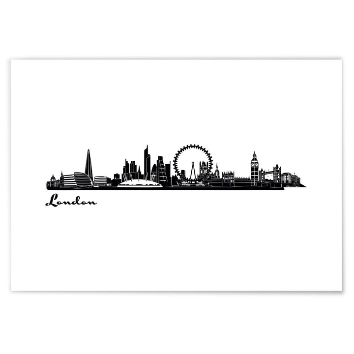 JUNIWORDS Poster mit/ohne Holzrahmen, Wähle ein Motiv, Skyline London, Wähle eine Grösse, 60 x 90 cm