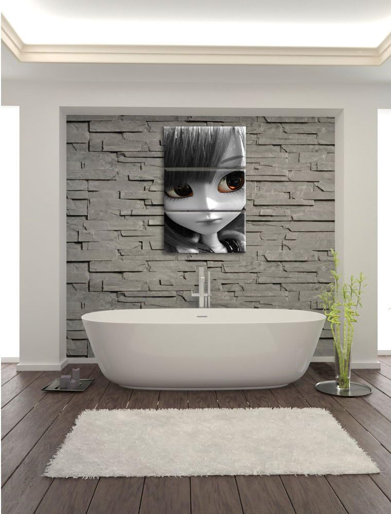 Pixxprint Pullip-Püppchen auf Sommerwiese als Leinwandbild/Grösse: 3 Teilig (120x80) / Wandbild/Kuns