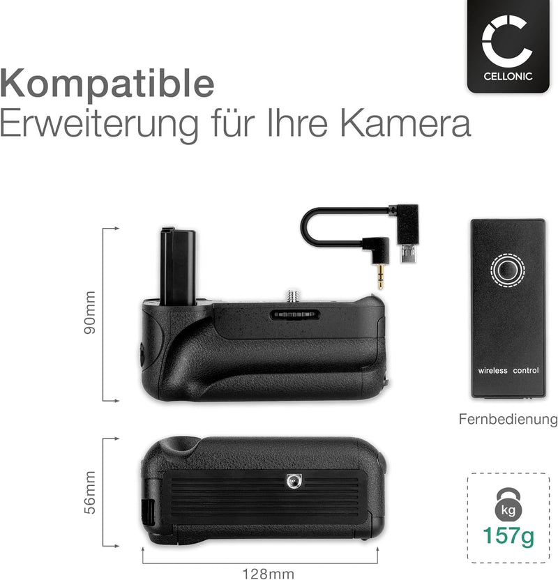 CELLONIC® Batteriegriff BG-3D für Sony Alpha 6000, Alpha 6400 Akkugriff für NP-FW50 Battery Grip - K