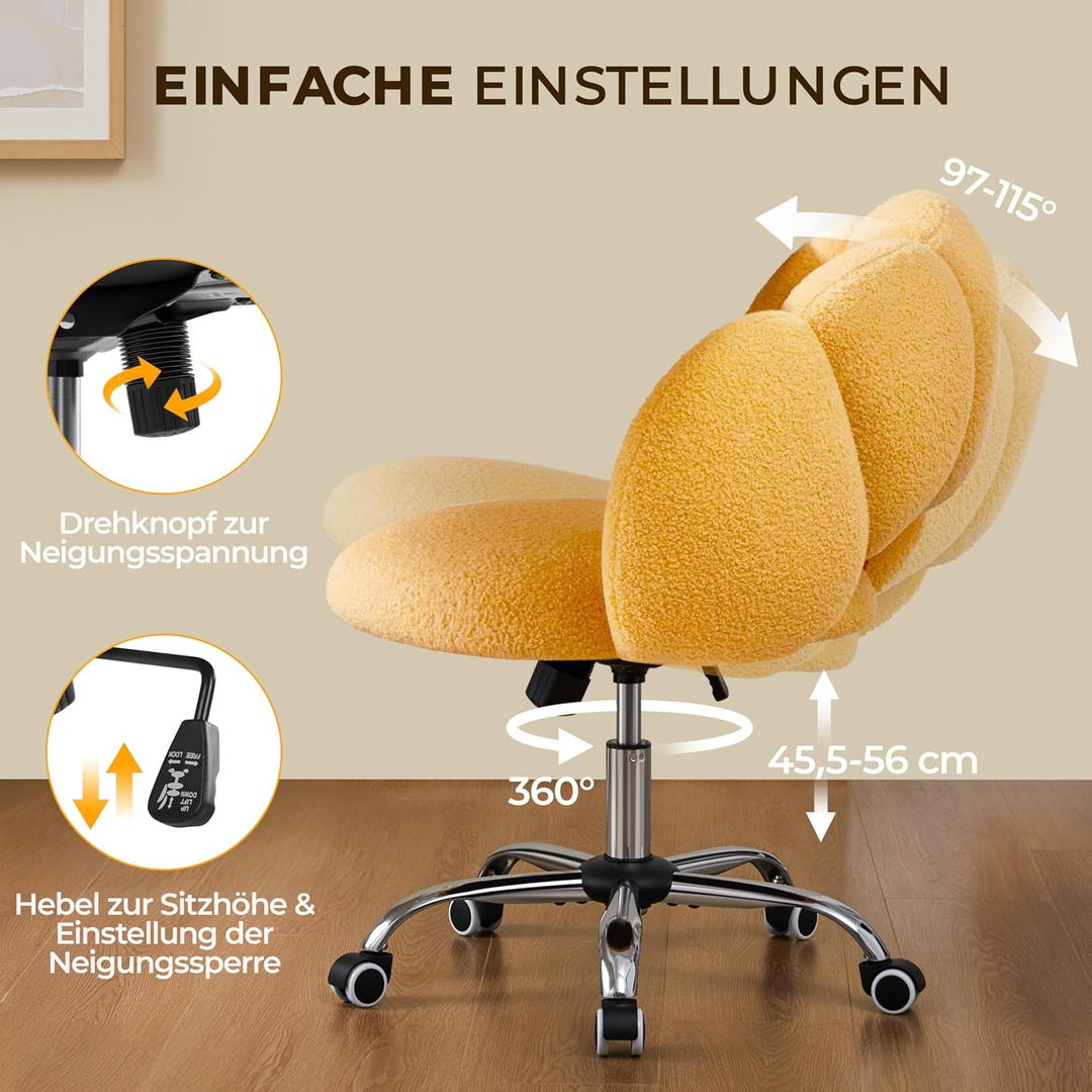 Yaheetech Schreibtischstuhl Bürostuhl Ergonomisch Bürosessel in Wolkenform Schminktischstuhl bis 136