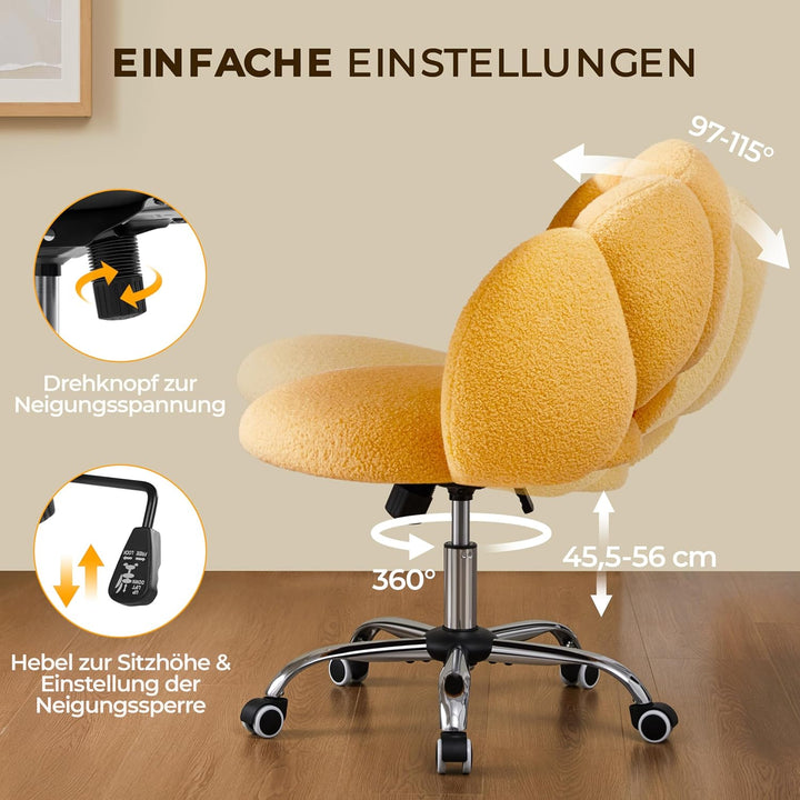 Yaheetech Schreibtischstuhl Bürostuhl Ergonomisch Bürosessel in Wolkenform Schminktischstuhl bis 136