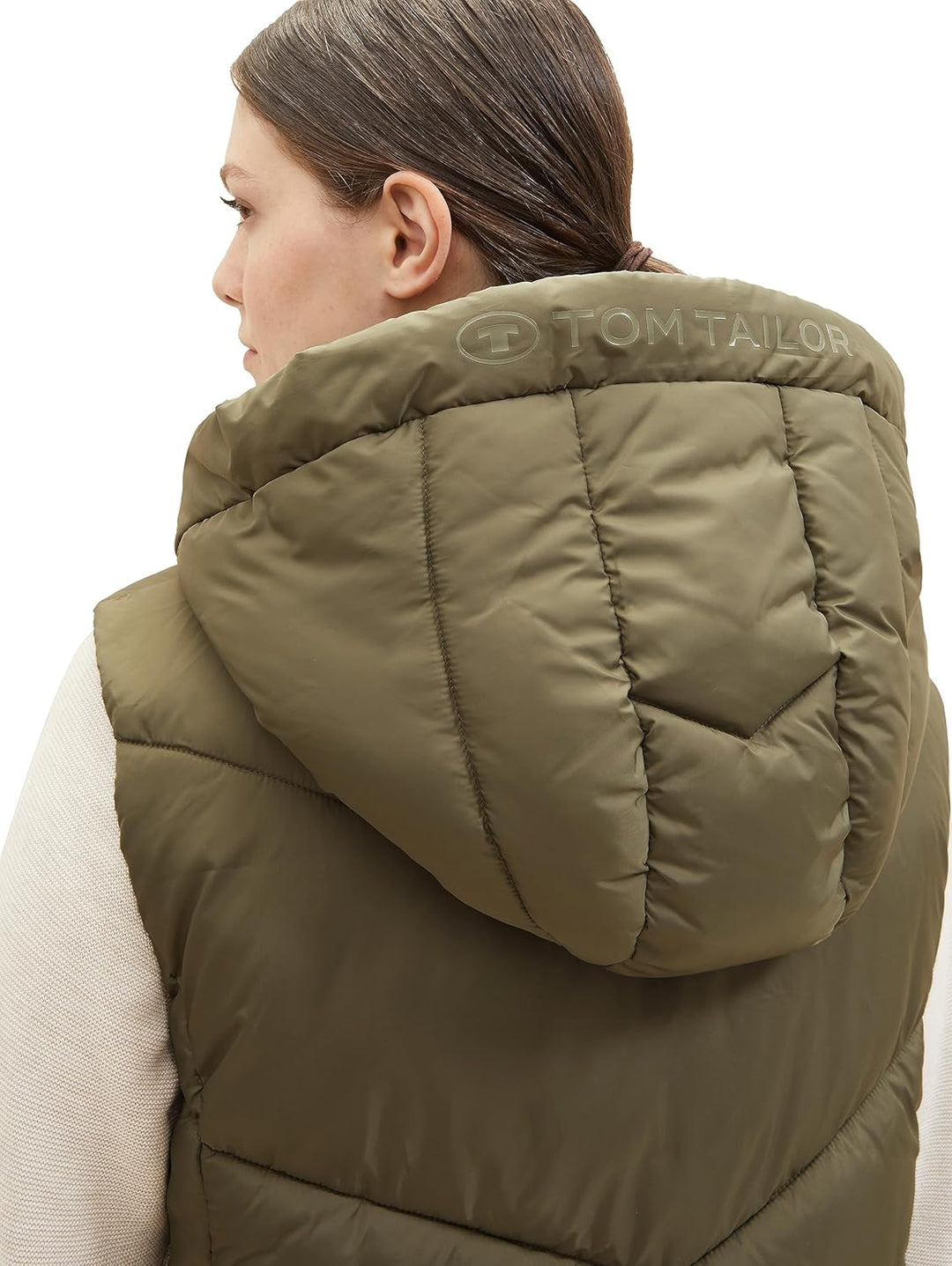 TOM TAILOR Damen Longstyle Steppweste 46 11848-jungle Soil Green, 46 11848-jungle Soil Green