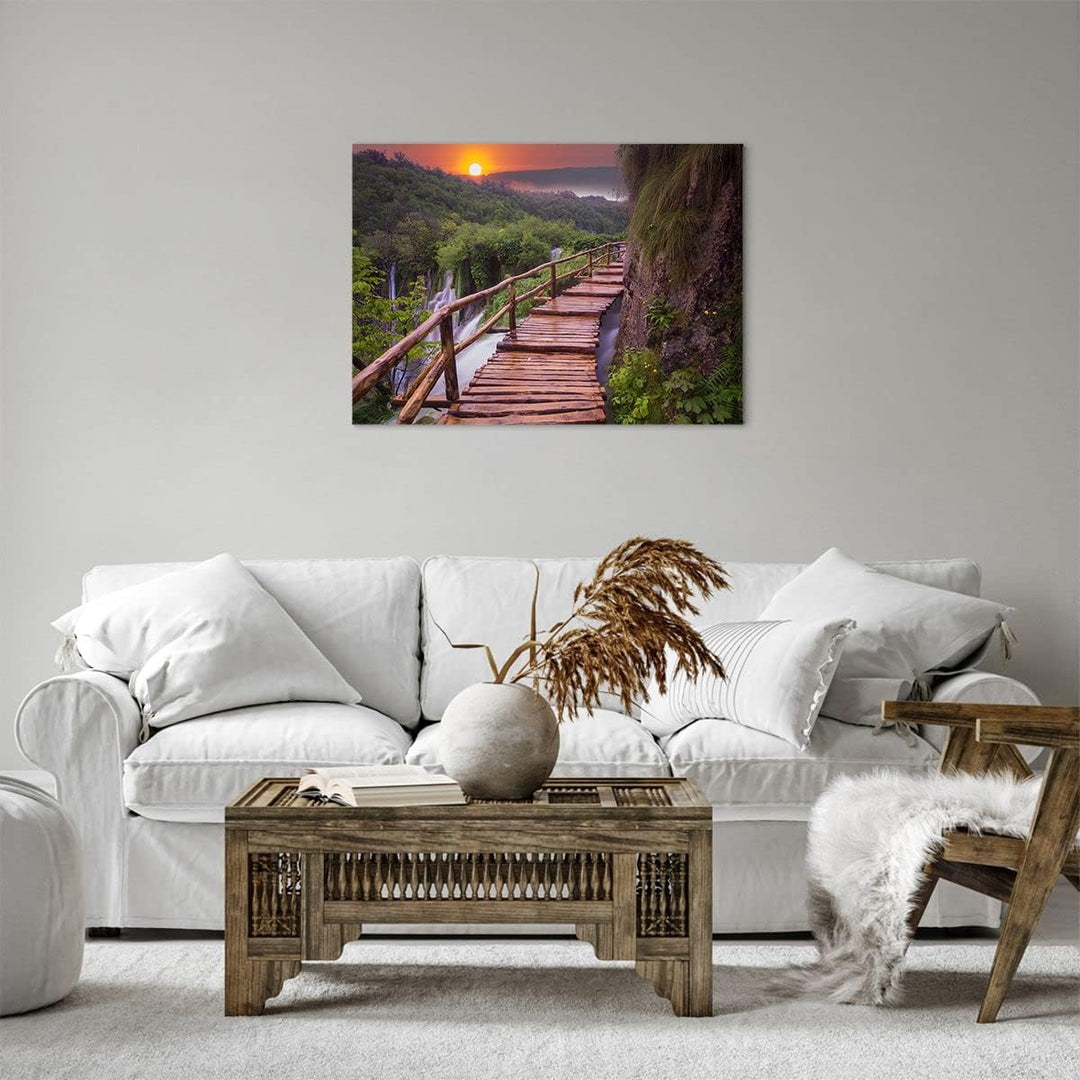 Bilder auf Leinwand Park Natur Wasser Leinwandbild mit Rahmen 70x50cm Wandbilder Dekoration Wohnzimm