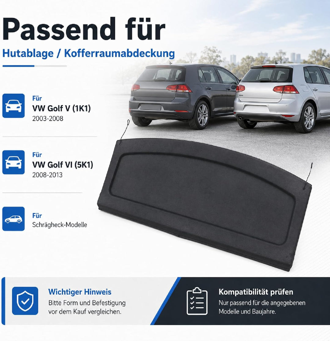 Hutablage Kompatibel mit VW Golf 5 6 1K1 5K1 1K6867769E | Passende Hutablage für VW Golf 5 6 1K1 5K1