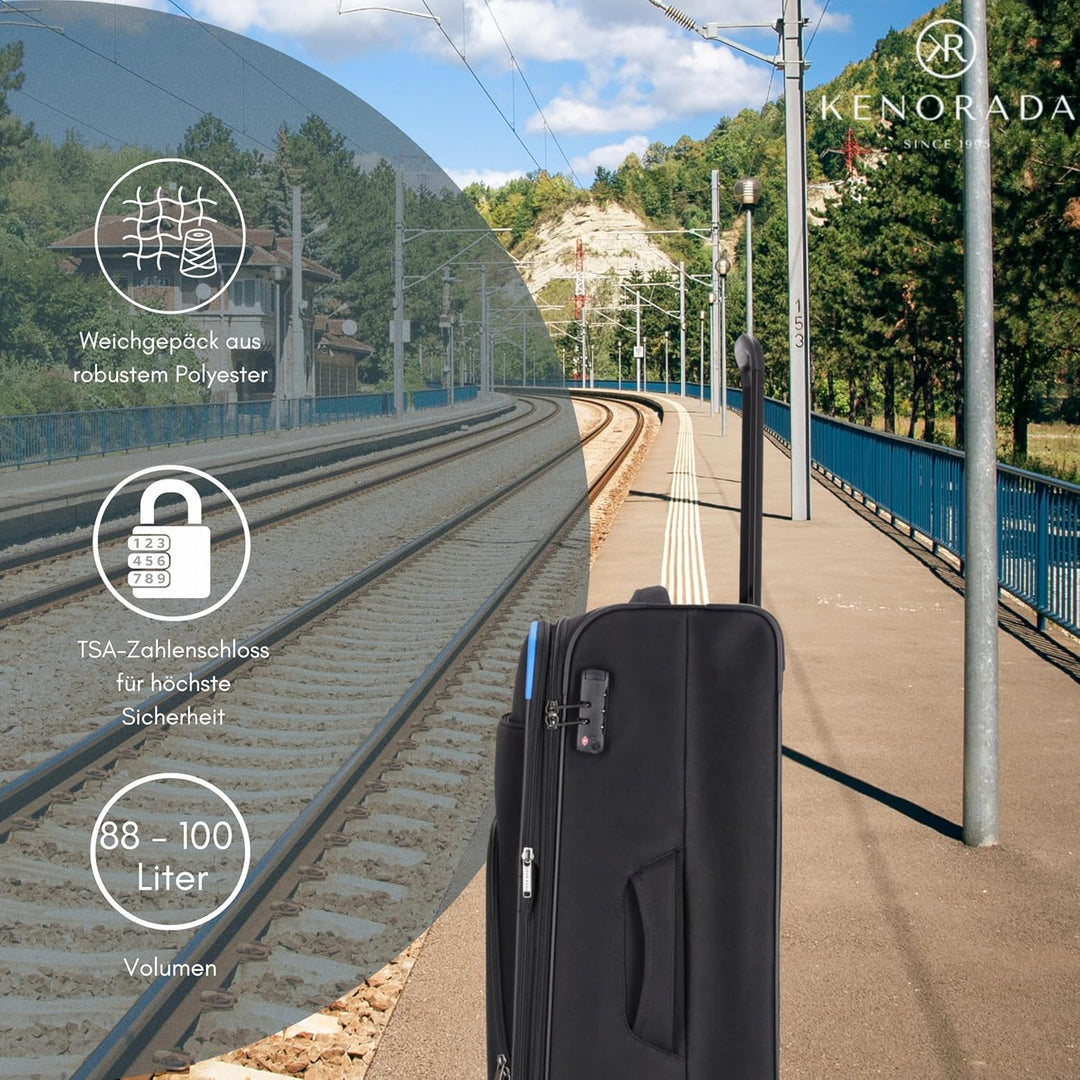 Kenorada Reisetrolley SoftLITE 4w | Koffer aus strapazierfähigem Polyester | Leichter Trolley mit Vi