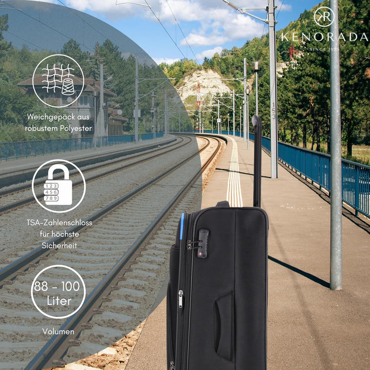 Kenorada Reisetrolley SoftLITE 4w | Koffer aus strapazierfähigem Polyester | Leichter Trolley mit Vi