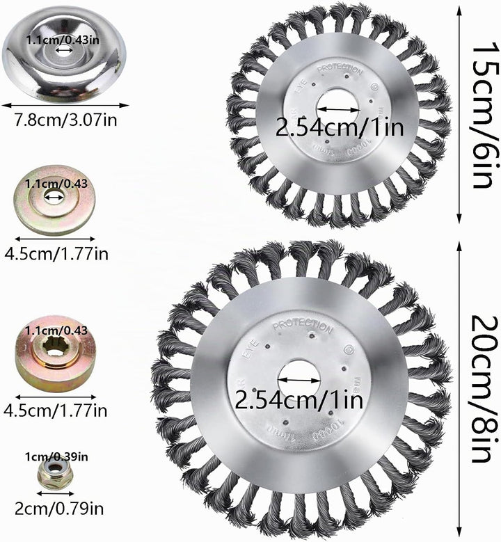 2 Pcs Profi Unkrautbürste für Freischneider, Edelstahl Unkrautbürste, 25,4 mm Kegel Unkrautbuerste m