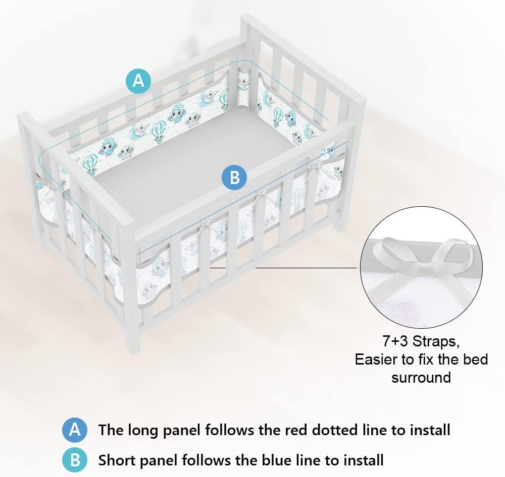 Vicloon Bettumrandung Nestchen, Nestchen für Kinderbetten Kantenschutz Baby Babybett, Atmungsaktive