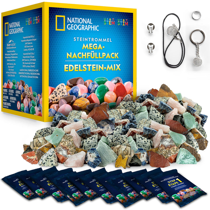 Blue Marble NATIONAL Geographic Trommel-Nachfüllset – 1,36 kg Rohsteine & Edelsteine zum Polieren, i