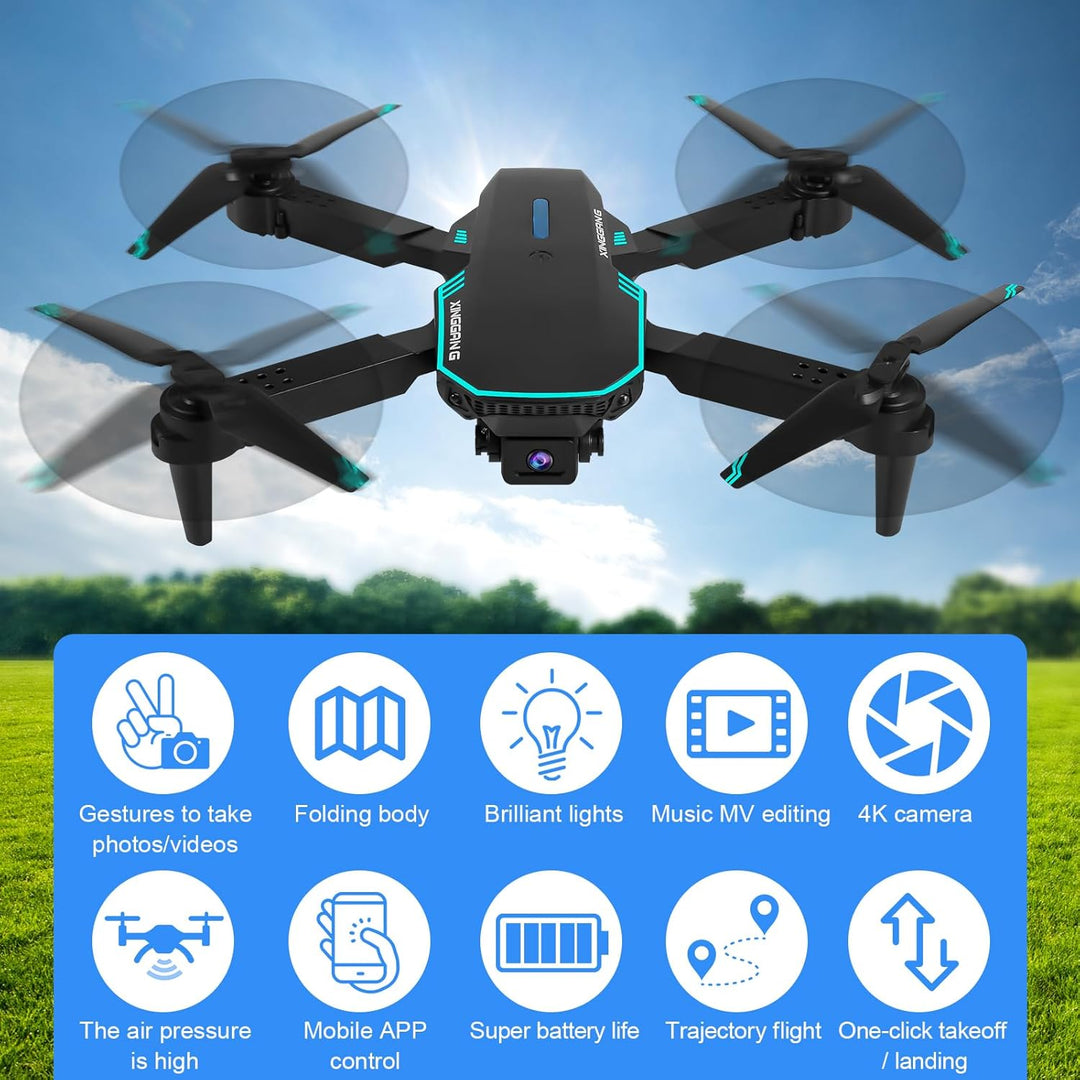 Drohne mit Kamera 720P HD für Kinder, WiFi FPV Drone für Anfänger, RC Quadcopter mit 2 Akku, Schwerk