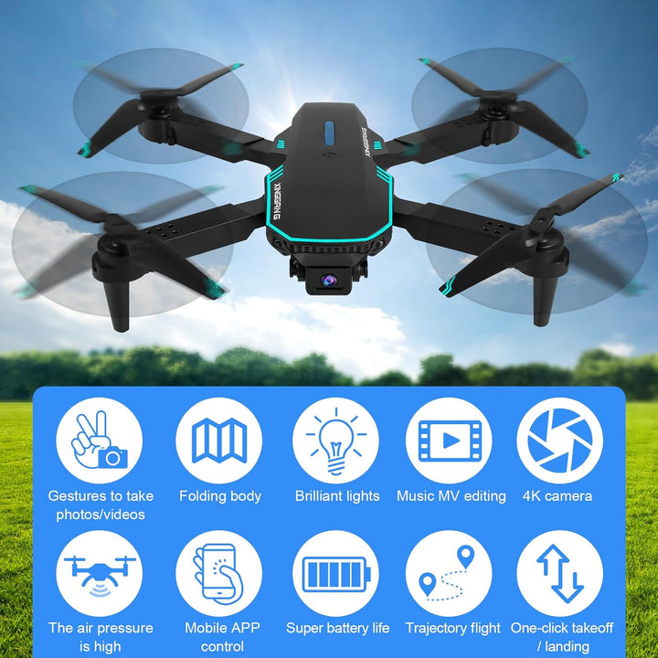 Drohne mit Kamera 720P HD für Kinder, WiFi FPV Drone für Anfänger, RC Quadcopter mit 2 Akku, Schwerk