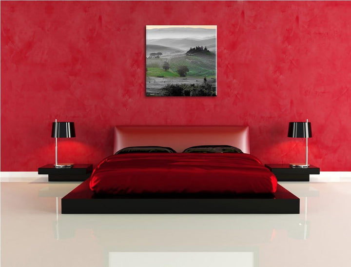 Pixxprint herrliche Toskana Landschaft als Leinwandbild Quadratisch/Grösse: 70x70 / Wandbild/Kunstdr