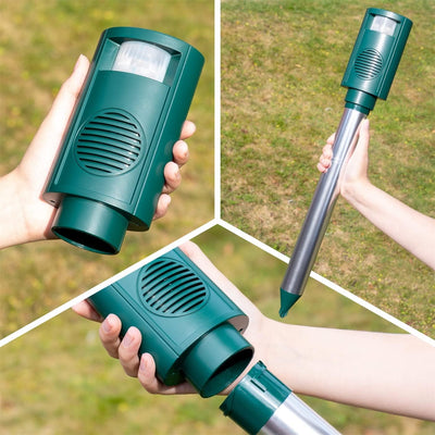 VOSS.sonic 3100 Premium Katzenschreck mit Aluminium Stab zum professionellen Aufstellen - Marderabwe