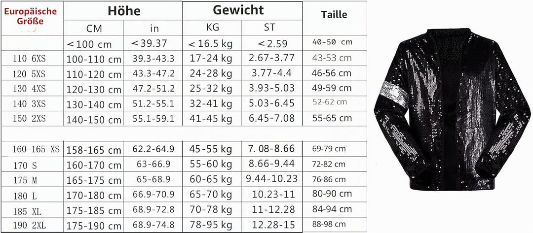 Kostuime Pailetten Lose Anzugjacken fur Erwachsene Kinder WeihnachtenHalloween Cosplay Rollenspiel P