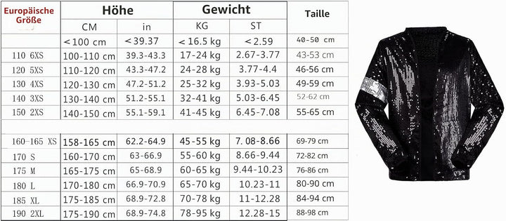 Kostuime Pailetten Lose Anzugjacken fur Erwachsene Kinder WeihnachtenHalloween Cosplay Rollenspiel P