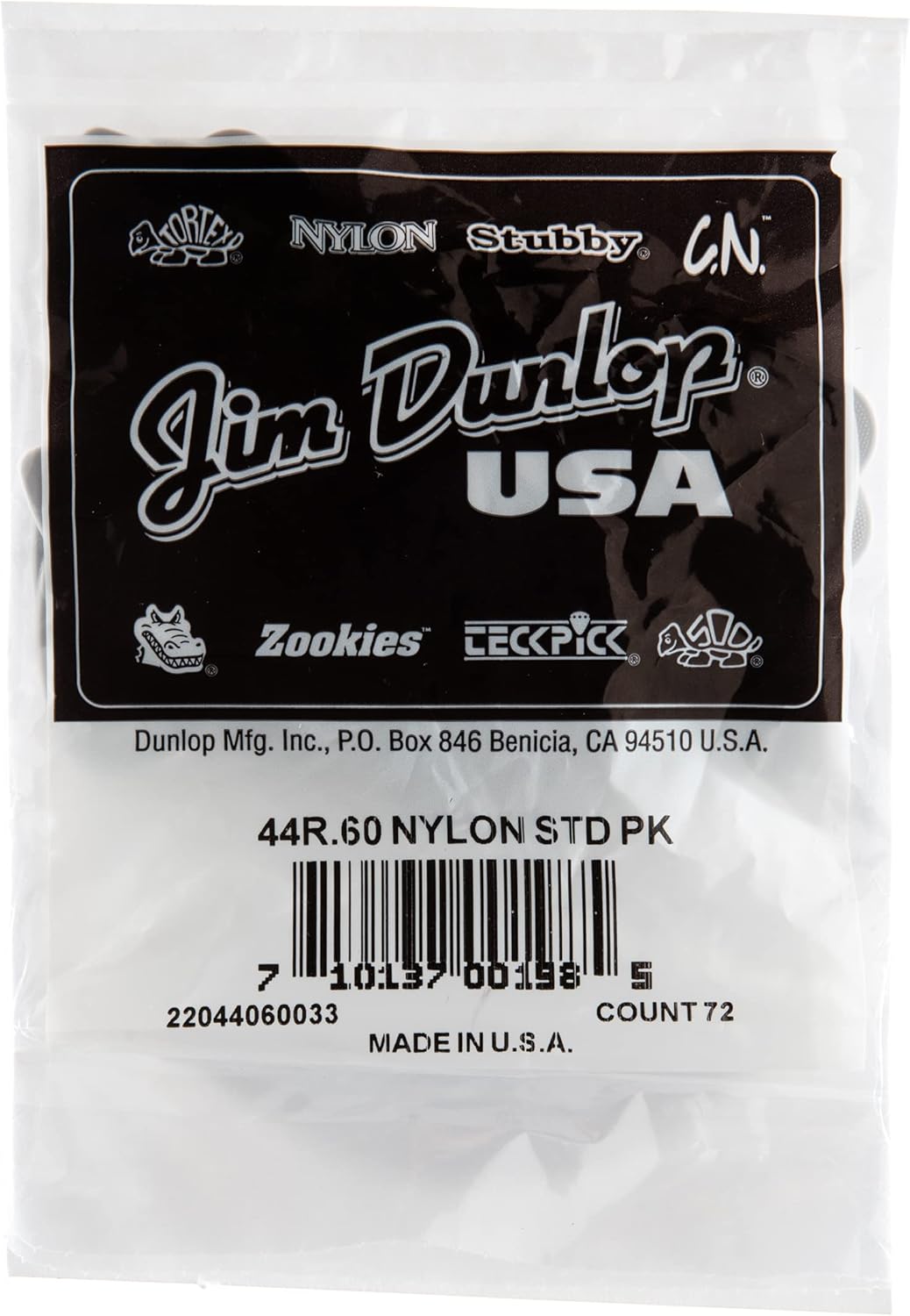 Médiators Jim Dunlop 0,60mm Nylon 0,60mm sachet de 72 0,60mm Nylon Standard Sachet de 72, 0,60mm Nyl