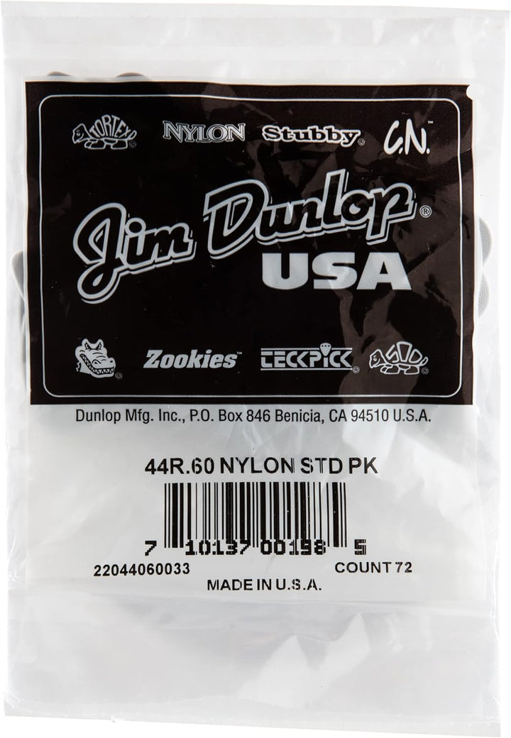 Médiators Jim Dunlop 0,60mm Nylon 0,60mm sachet de 72 0,60mm Nylon Standard Sachet de 72, 0,60mm Nyl